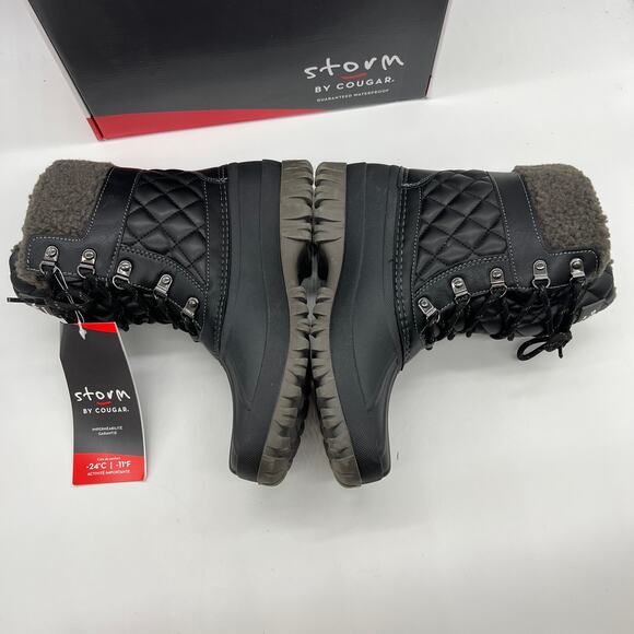 Cougar Waterproof Winter Boots Size 10 Black Quilt Carlisle Lace Up - Picture 8 of 12